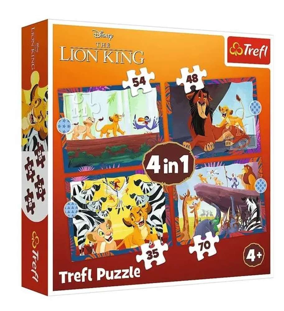 Product detail of Puzzle Odvážný Lví král 4v1 (35, 48, 54, 70 dílků)
