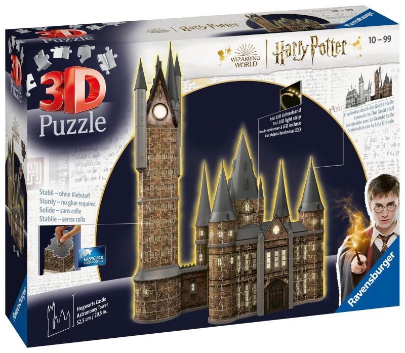 Levně Ravensburger Puzzle 3D Harry Potter: Bradavický hrad - Astronomická věž 540 dílků (noční edice)