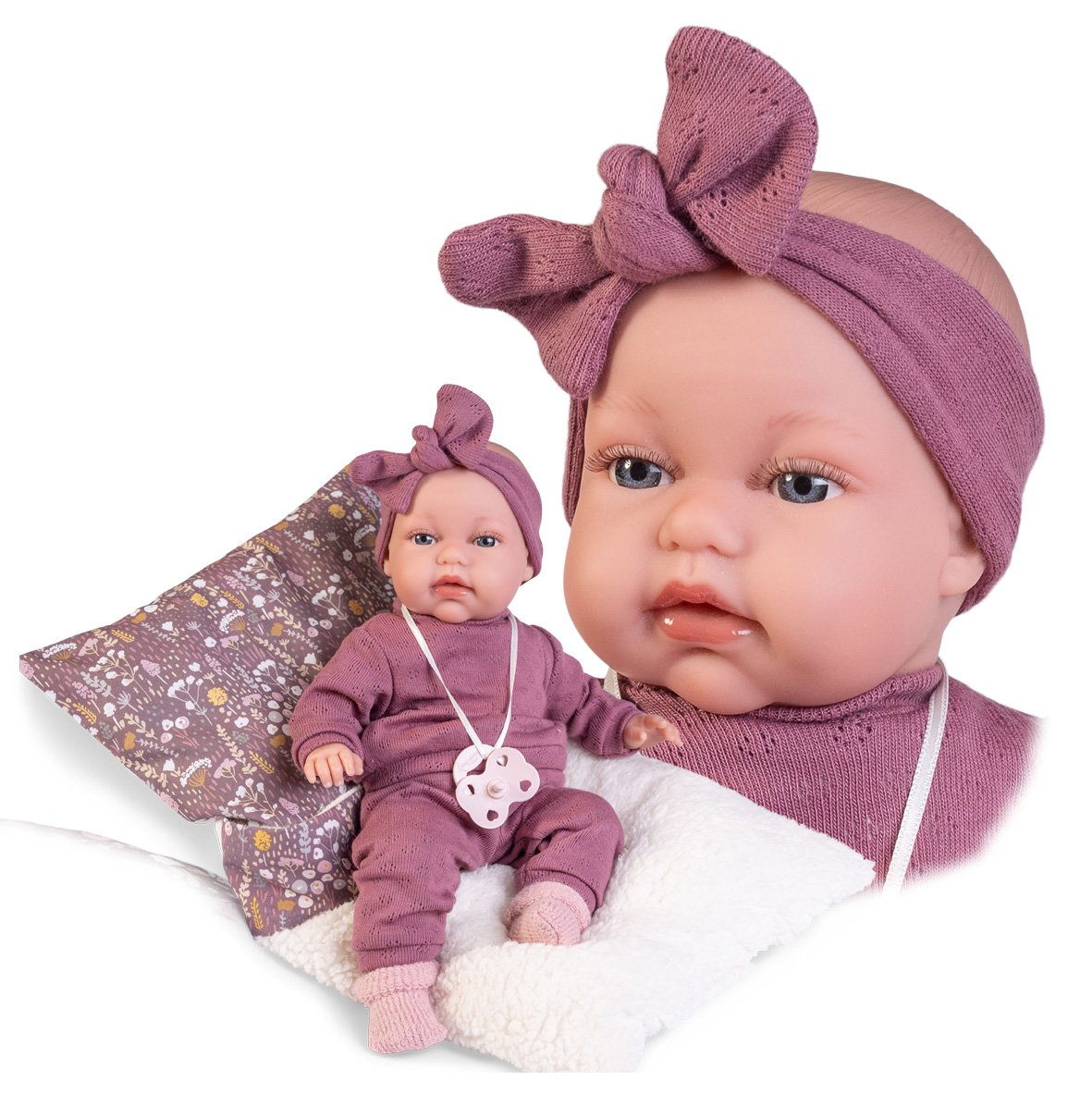 Levně Antonio Juan 70356 TONETA - realistická panenka miminko se zvuky a měkkým látkovým tělem - 34 cm