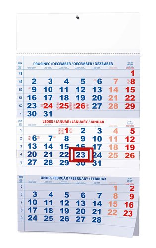 Levně Tříměsíční kalendář 2025 modrý - nástěnný kalendář