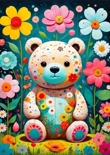 Puzzle Květinový medvídek 1000 dílků