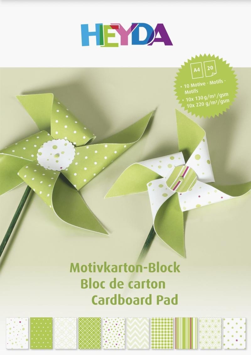 Levně HEYDA Blok barevných papírů A4 - zelený mix 20 listů