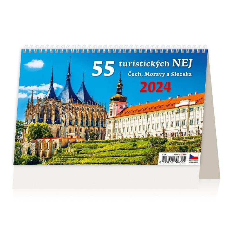 Levně Kalendář stolní 2024 - 55 turistických nej Čech, Moravy a Slezska