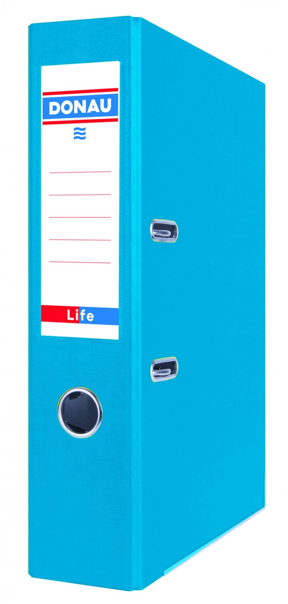 Levně DONAU pákový pořadač LIFE, A4/75 mm, karton, neonově modrý