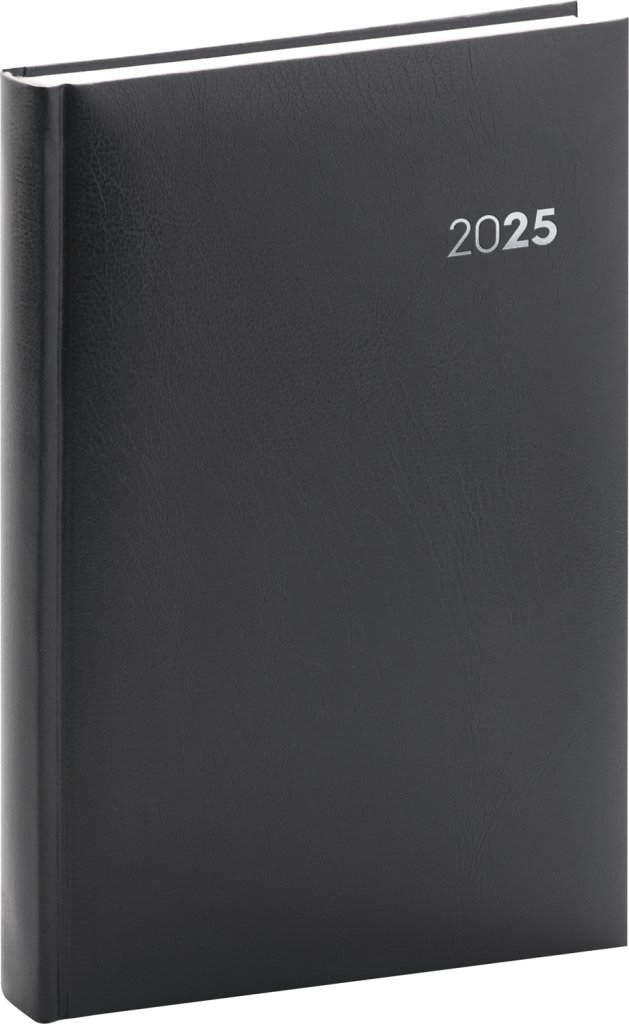 Diář 2025: Balacron - černý, denní, 15 × 21 cm