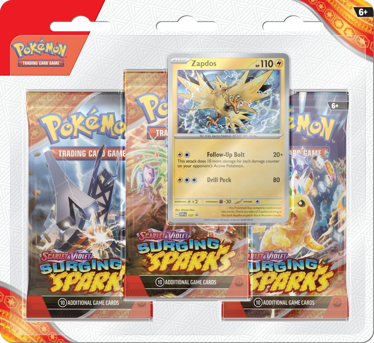 Levně Pokémon TCG: Scarlet &amp; Violet 08 Surging Sparks - 3 Blister Booster