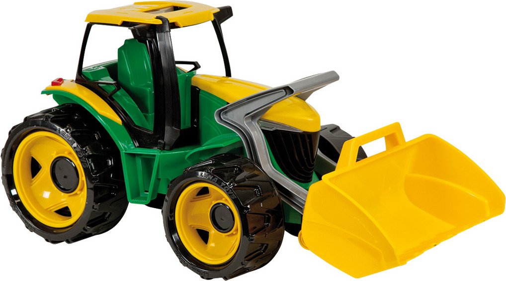 Levně Traktor se lžící plast zeleno-žlutý 65cm v krabici od 3 let - Lena