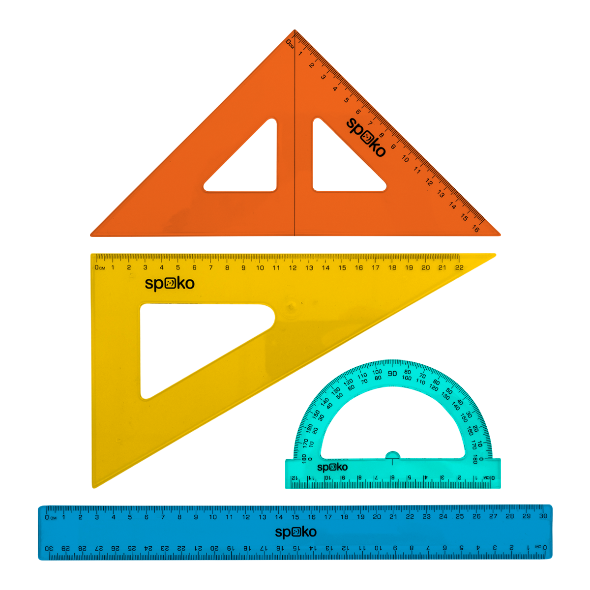 Levně Spoko sada pravítek 4 ks - mix barev