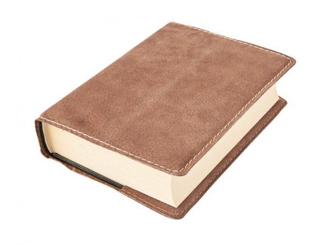 Levně Kožený obal na knihu KLASIK XL 25,5 x 39,8 cm - kůže hnědá semiš
