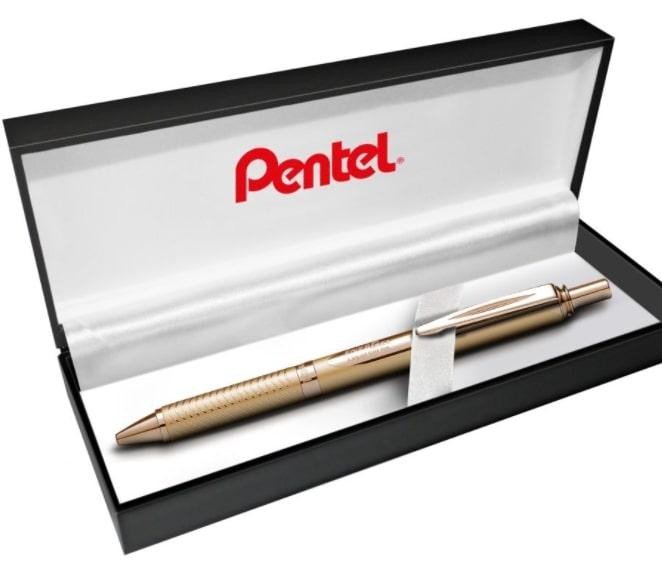 Levně Pero gelové Pentel EnerGel BL407 - zlaté 0,7mm v dárkové krabičce