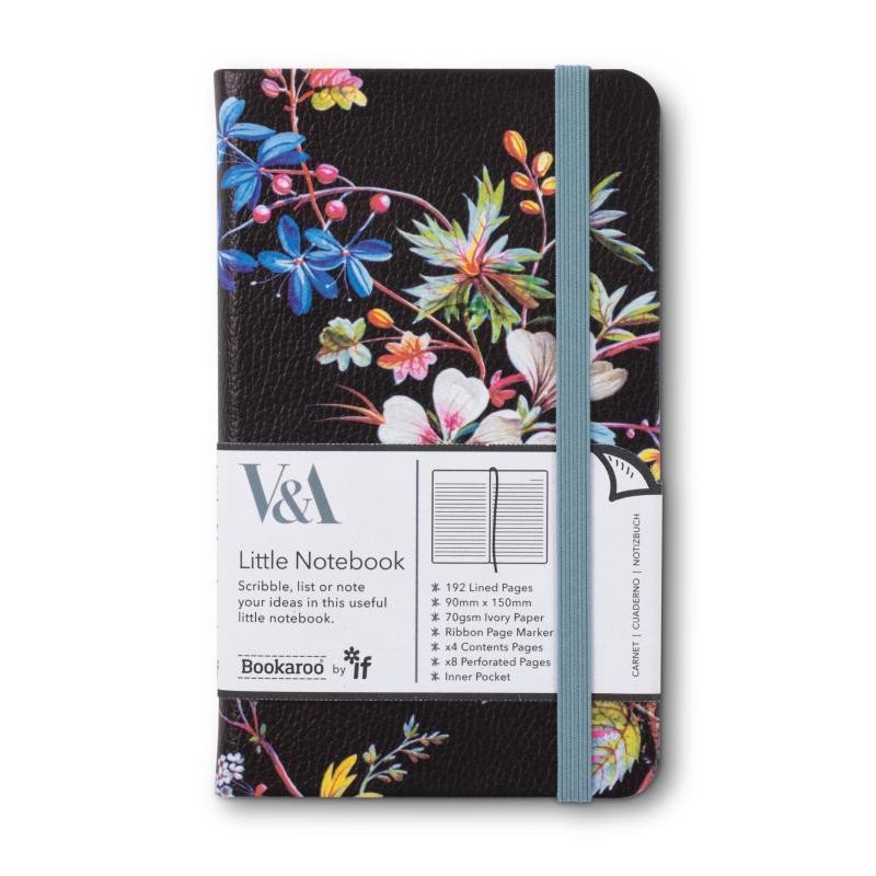 Bookaroo V&amp;A Kapesní zápisník A6 - Kilburn Black Flora