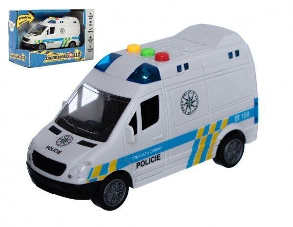 Levně Auto Policie dodávka 15cm plastová na setrvačník na baterie se zvukem se světlem