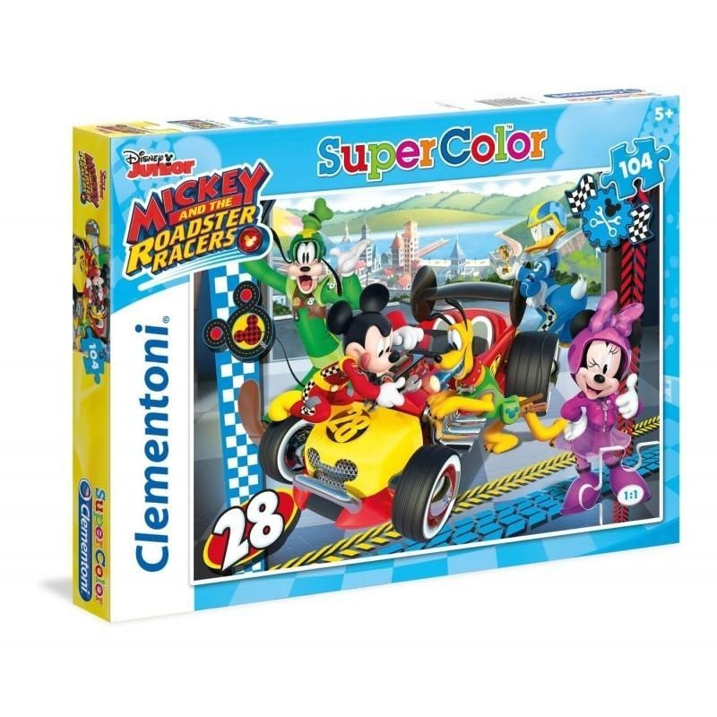 Puzzle Supercolor Mickey závodník/104 dí - Clementoni