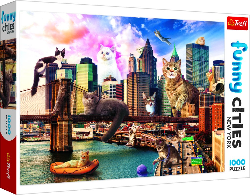 Levně Trefl Puzzle Legrační města - Kočky v New Yorku / 1000 dílků - Taf Toys