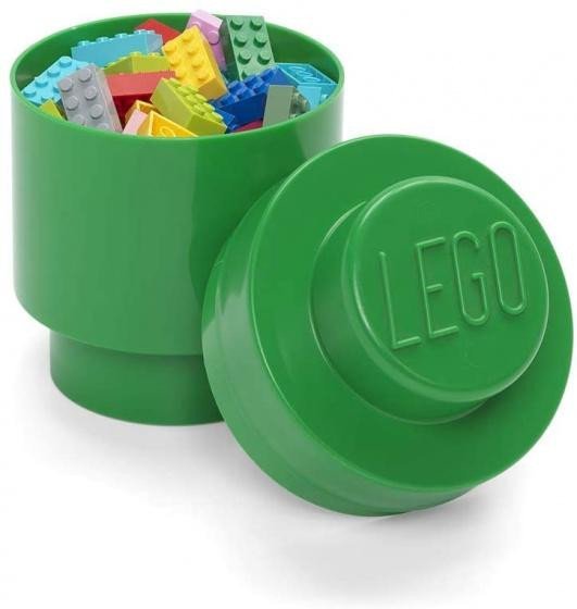 Levně Úložný box LEGO kulatý - tmavě zelený
