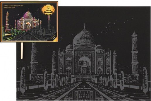 Levně Škrabací obrázek barevný Taj Mahal 40,5x28,5cm A3 v sáčku