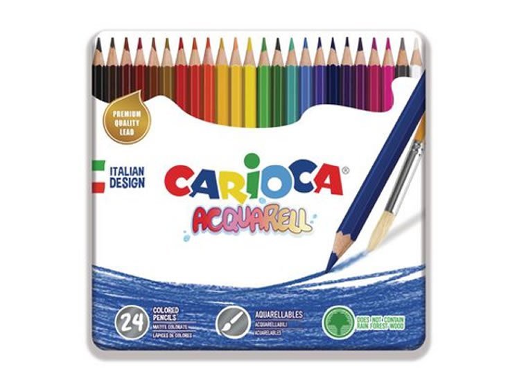 Levně CARIOCA akvarelové pastelky v plechové krabičce 24 ks