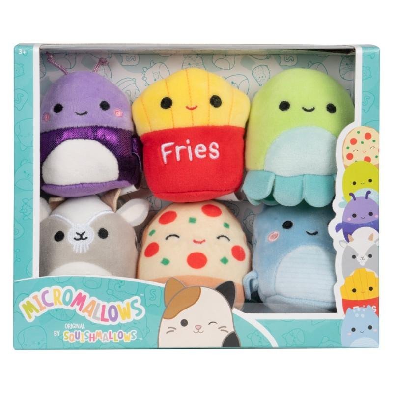 Levně Squishmallows Micromallows 6-Pack Lochneska, Chobotnice, Hranolky, Pizza, Kozel, Brouk 6 cm