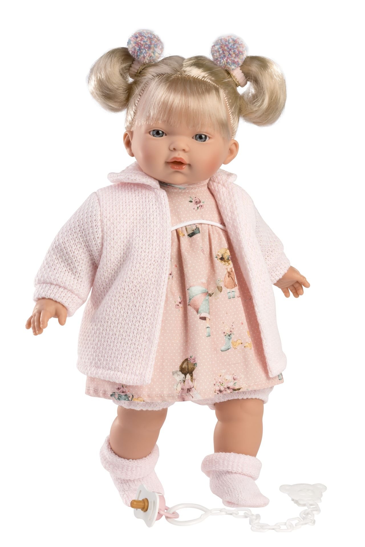 Levně Llorens 33152 AITANA - realistická panenka se zvuky a měkkým látkovým tělem - 33 cm