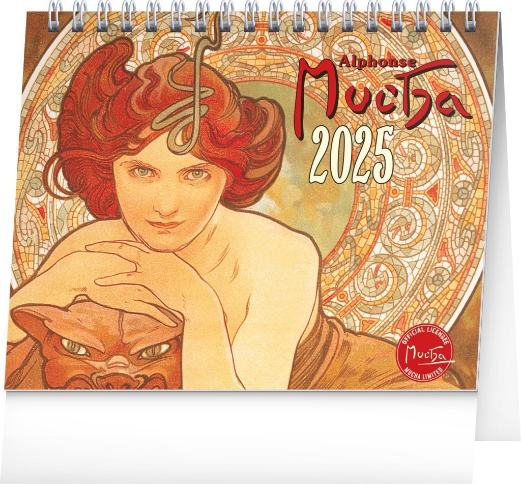 Levně NOTIQUE Stolní kalendář Alfons Mucha 2025, 16,5 x 13 cm