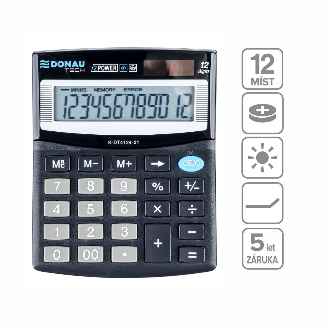 DONAU kancelářská kalkulačka DONAU TECH 4124, 12místná, černá