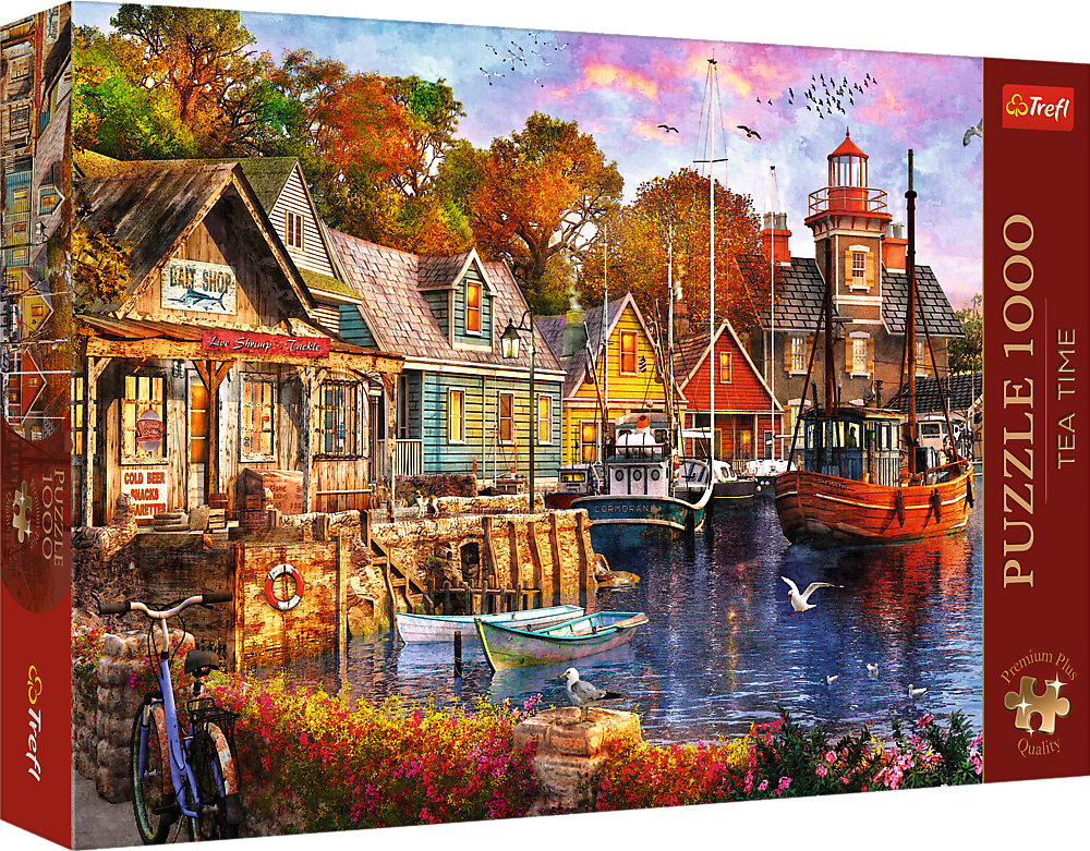 Puzzle Premium Plus - Čajový čas: Přímořský přístav 1000 dílků 68,3x48cm v krabici 40x27x6cm - Trefl