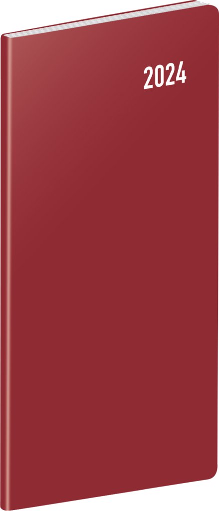 Levně Diář 2024: Vínový - plánovací měsíční, kapesní, 9 × 15,5 cm