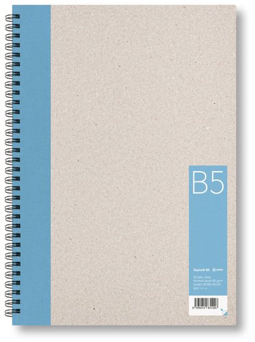 Levně Kroužkový zápisník B5, čistý, světle modrý, 50 listů