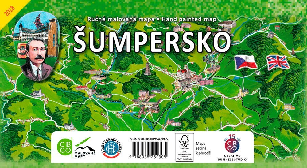 Levně Šumpersko - Ručně malovaná mapa