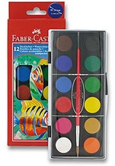 Levně Faber - Castell Vodové barvy 24 mm - 12 barev, 1. vydání