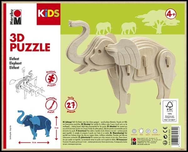 Levně Marabu KiDS 3D Puzzle - Elephant