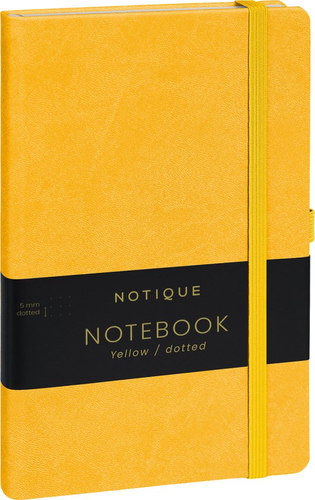 Levně Notes Žlutý, tečkovaný, 13 × 21 cm