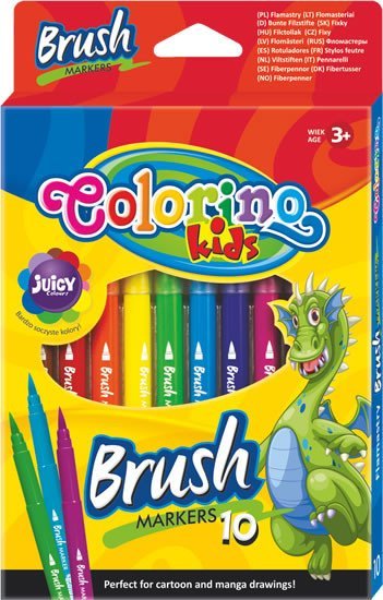 Levně Brush fixy - dlouhý štětcový hrot 10 barev