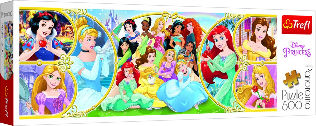 Levně Trefl Puzzle Disney Princess - Zpět do světa princezen / 500 dílků Panoramatické - TEGU