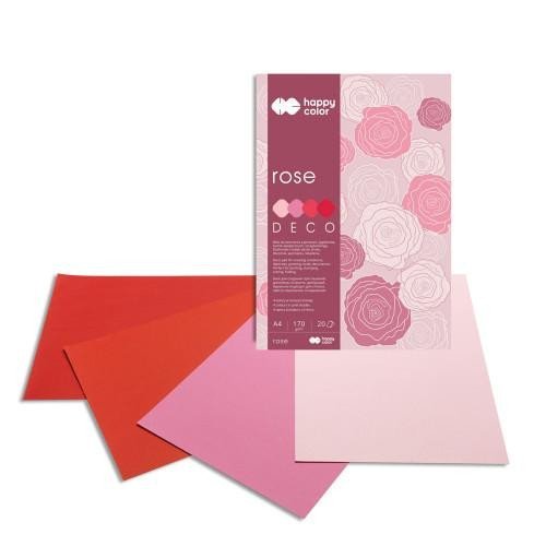 Levně Blok s barevnými papíry A4 Deco 170 g - růžovočervené odstíny