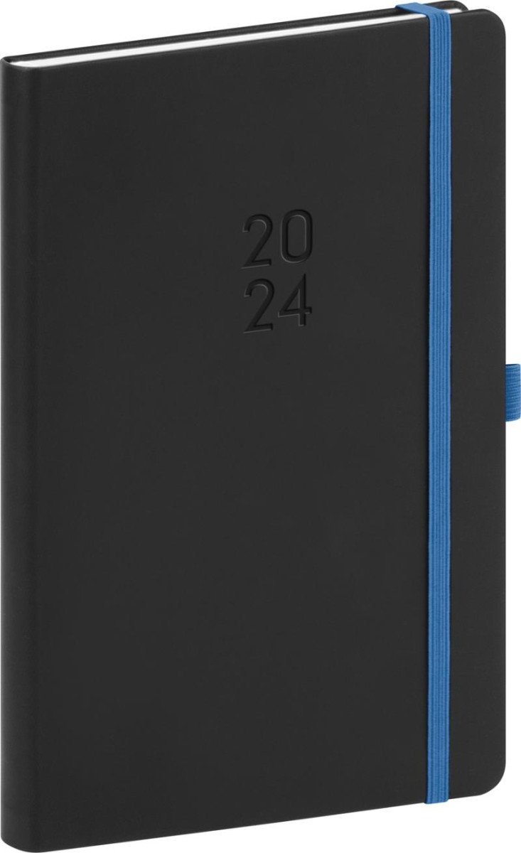 Diář 2024: Nox - černý/modrý, týdenní, 15 × 21 cm