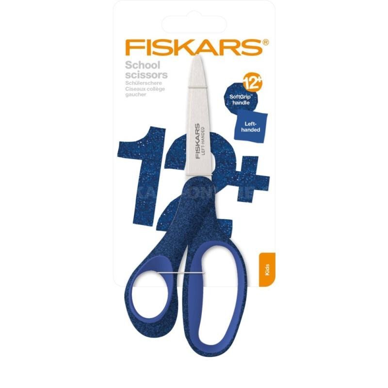 Levně Fiskars Školní nůžky 18 cm pro leváky, třpytivě modrá