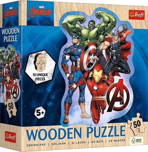 Levně Dřevěné obrysové puzzle Avengers a jejich dobrodružství