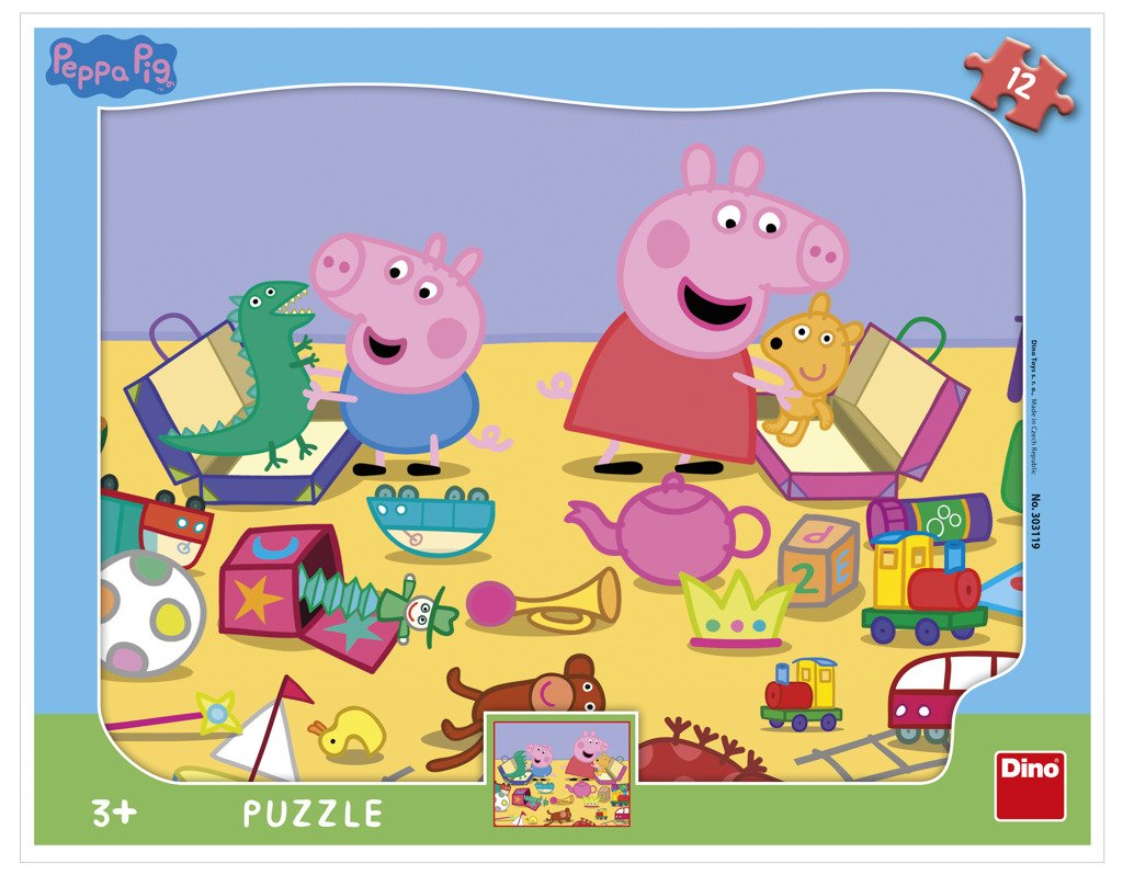 Levně Puzzle Pepa Pig si hraje Tvary 12 dílků na podložce - Dino