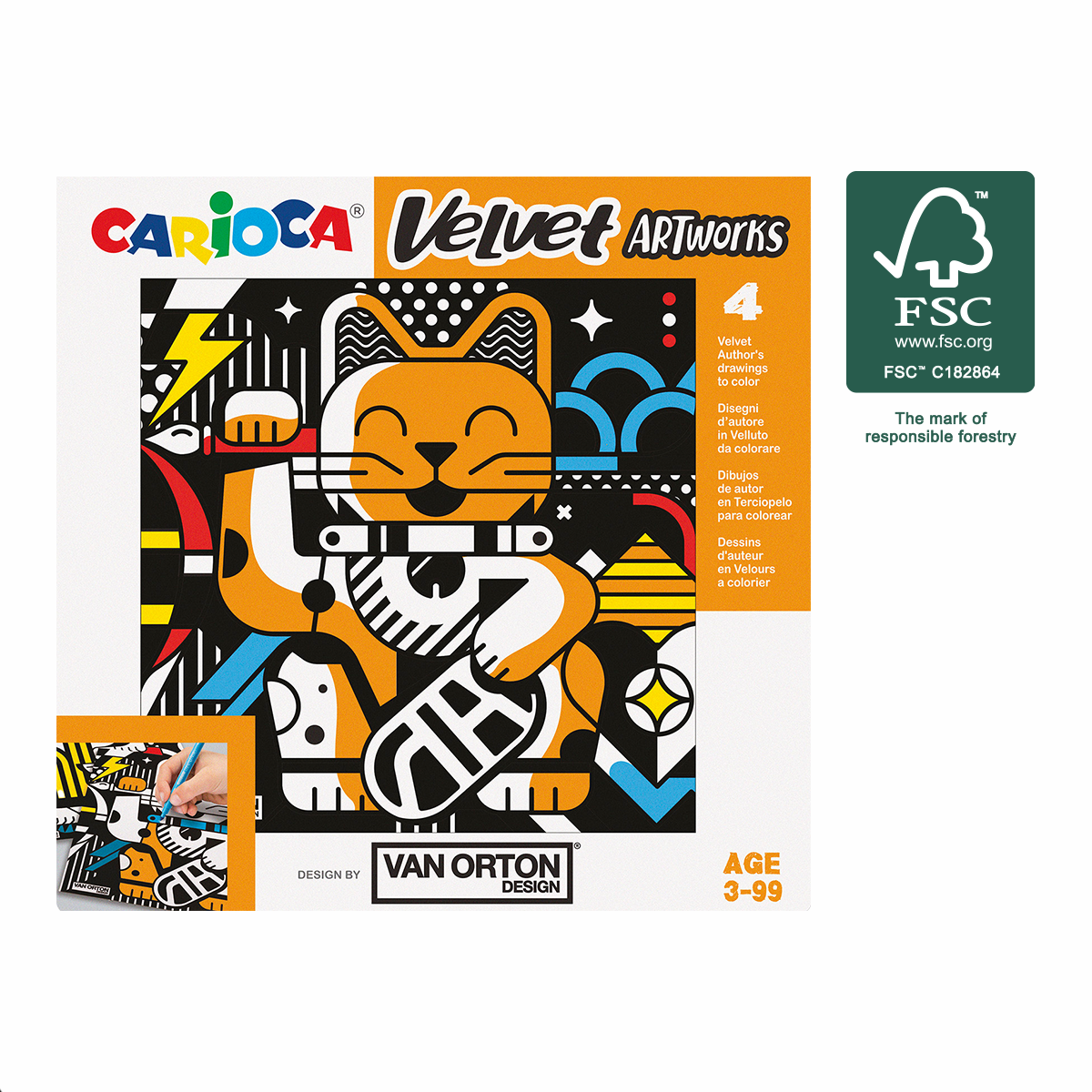 Product detail of Carioca sametové omalovánky VAN ORTON Art, 4 ks