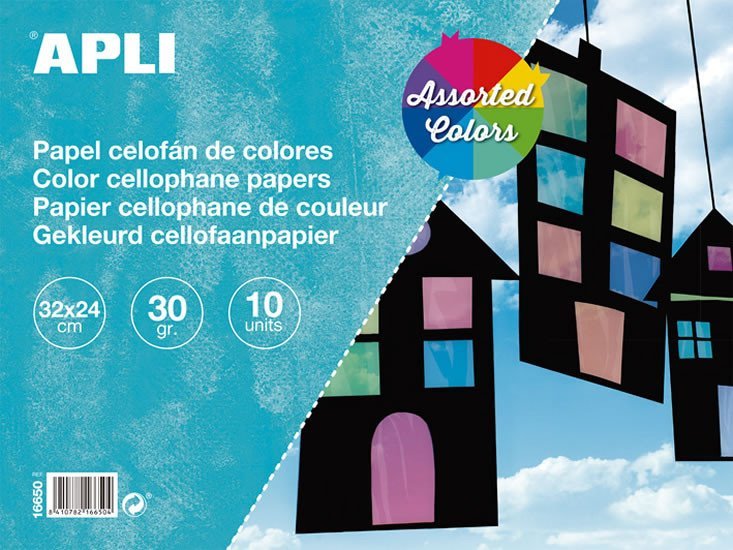 Levně APLI celofánová fólie 32 x 24 cm - blok 10 listů, mix barev