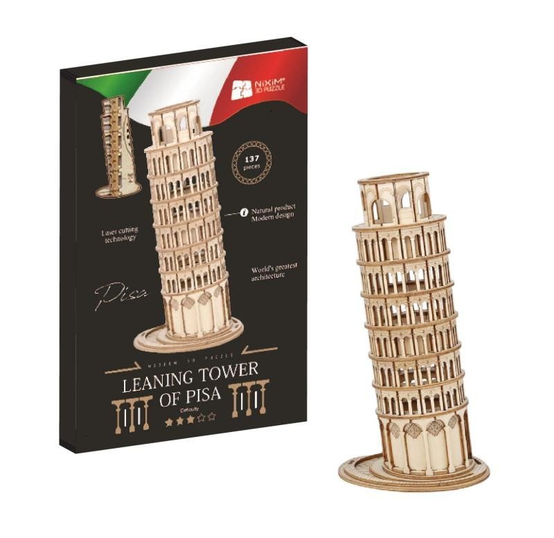 Levně NiXiM Dřevěné 3D puzzle - Šikmá věž v Pise
