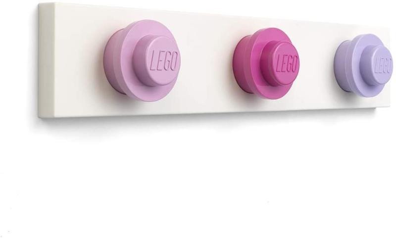 Levně Věšák na zeď LEGO - světle růžový, tmavě růžový, fialový