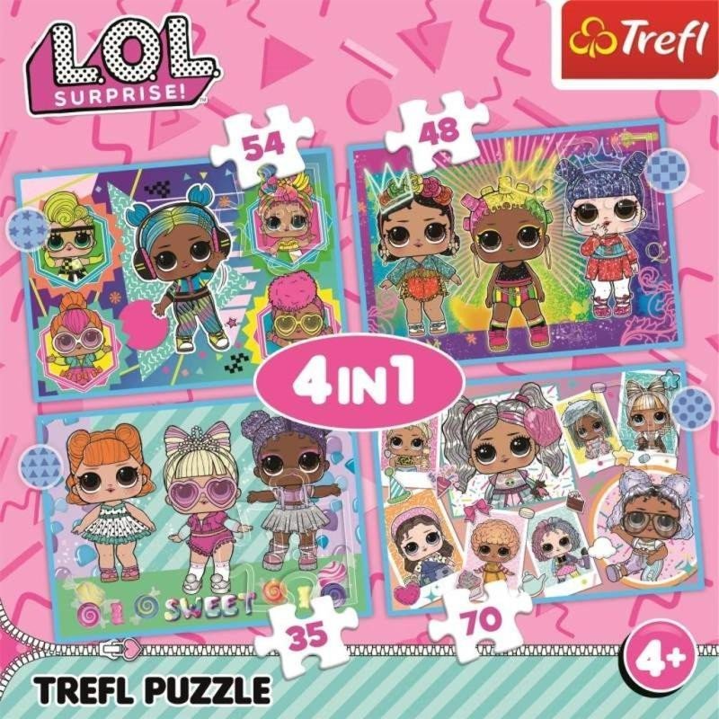 Levně Trefl Puzzle LOL Surprise: Seznamte se s panenkami 4v1 (35,48,54,70 dílků)