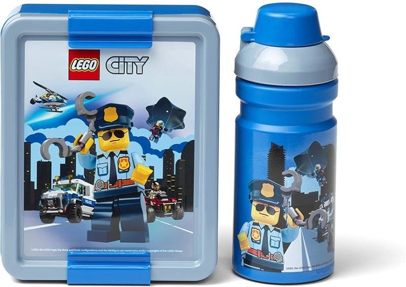 Levně Svačinový set LEGO City (láhev a box) - modrá