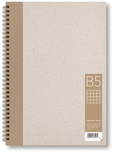 Levně Kroužkový zápisník B5, čtverec, hnědý, 50 listů