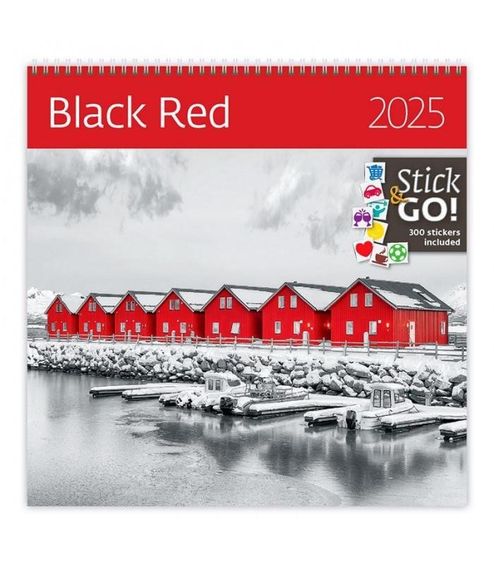 Levně Kalendář nástěnný 2025 - Black Red
