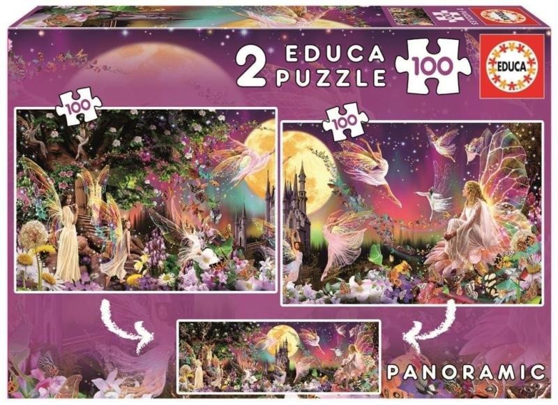 Levně Puzzle Panorama Pohádkové víly 2x100 dílků