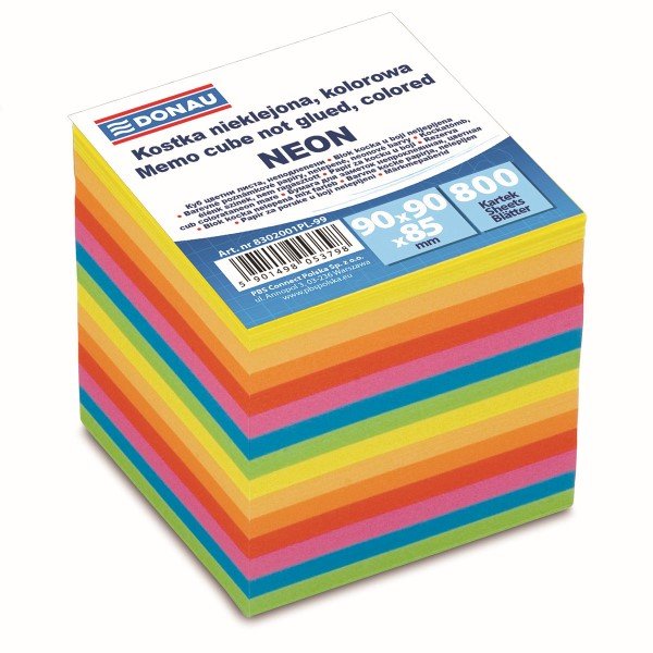 Levně DONAU poznámkový papír, 90 x 90 mm, nelepený, mix barev
