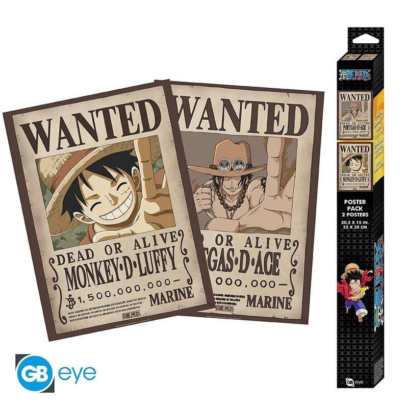 One Piece Set plakátů - Wanted Luffy &amp; Ace 2 ks